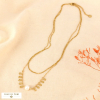 Collier double-rangs acier inoxydable perle eau douce 0124052 blanc