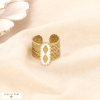 Bague large multi-rangs acier inoxydable et émail coloré femme 0424036 blanc