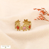 Bague guirlande de fleurs en acier inoxydable et en émail coloré pour femme 0424038 rouge corail