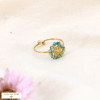 Bague minimaliste acier inoxydable crystal acrylique fleur 0424039 vert