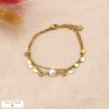Bracelet double-rangs acier inox sequins perle eau douce 0224056 blanc