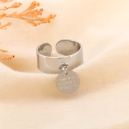 Bague Cœur Pendentif En Acier Inoxydable Taille 57 (USA 8) - Neuf Avec étiquettes
