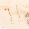 Boucles d'oreilles acier inoxydable pendantes perle eau douce 0324011 blanc