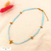 Collier cordon coloré métallisé billes acier inoxydable 0124067 bleu
