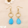 Boucles d'oreilles acier inox pierre perle eau douce 0324072 bleu turquoise