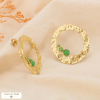 Boucles d'oreilles acier inoxydable martelé pierres/perles 0324119 vert