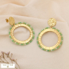 Boucles d'oreilles acier oversized broderie de perles cristal 0324070 vert