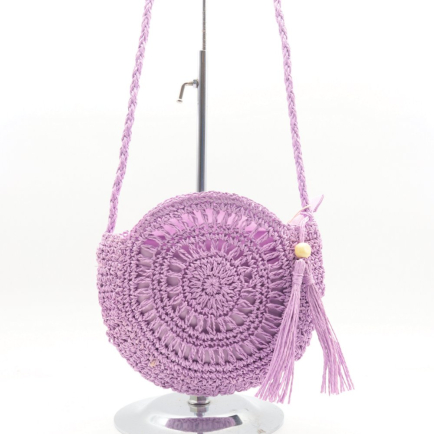 Sac rond à bandoulière paille papier pompon tassel Flora&Co 0924032 parme