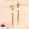Boucles d'oreilles acier pendantes étoile frange nacre pierre 0324079 multi