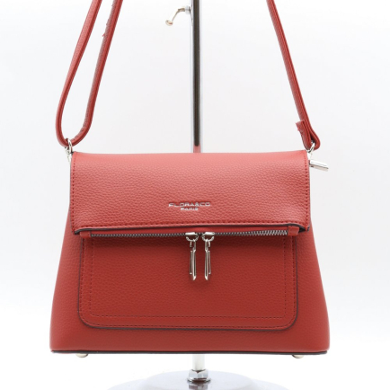 Sac à bandoulière simili-cuir grainé rabat zip Flora&Co femme 0924035 rouge