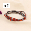 8 Bracelets élastiques strass colorés et métal gris foncé pour femme 0223632 orange
