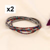 8 Bracelets élastiques strass colorés et métal gris foncé pour femme 0223631 multi