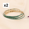 8 BRACELETS ACCUMULATION FINS ÉLASTIQUES STRASS 0223195 vert foncé