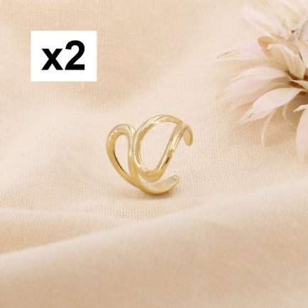 2 Bijoux d'oreilles acier inox forme cachemire minimaliste 0324145 doré