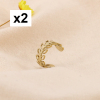 2 Bagues d'oreilles acier inox couronne feuille minimaliste 0324149 doré