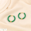 Boucles d'oreille mini créoles acier inox émail minimaliste 0324153 vert