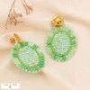 Boucles d'oreilles XL acier inoxydable ovale broderie cristal 0324150 vert