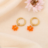 Mini-créoles acier fleurs bille transparente facettée cristal 0324128 orange