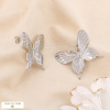 Boucles d'oreilles acier inoxydable papillon ajouré texturé 0324087 argenté