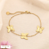 Bracelet romantique papillons acier inoxydable texturé femme 0224079 doré