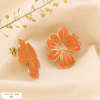 Boucles d'oreilles hibiscus fleur acier inoxydable émail 0324170 orange