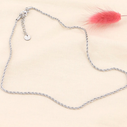 Collier court en acier inoxydable chaîne torsadée 0123515 argenté