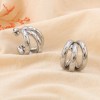 Boucles d'oreilles acier contemporain demi-creole 0324181 argenté