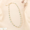 Collier double-ranges acier inox pierre cylindrique naturelle 0124146 vert aqua