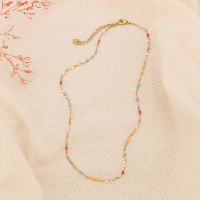 Collier chapelet billes minimaliste résine époxy acier inox 0124186 multi2