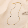 Collier chapelet billes émaillées minimaliste acier inoxydable 0124187 noir
