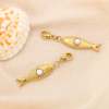 2 charms breloques poisson texturé pierre/nacre acier inox 0624026 blanc