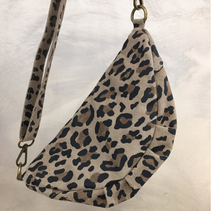 Sac banane cuir véritable daim 0924001 marron