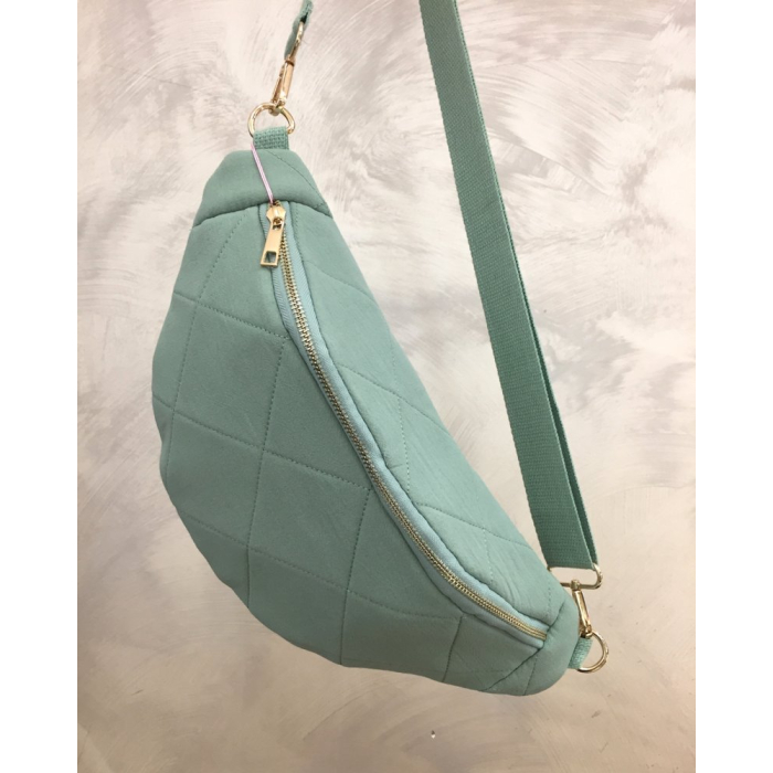 Sac banane matelassé tissu losange 0924042 vert aqua