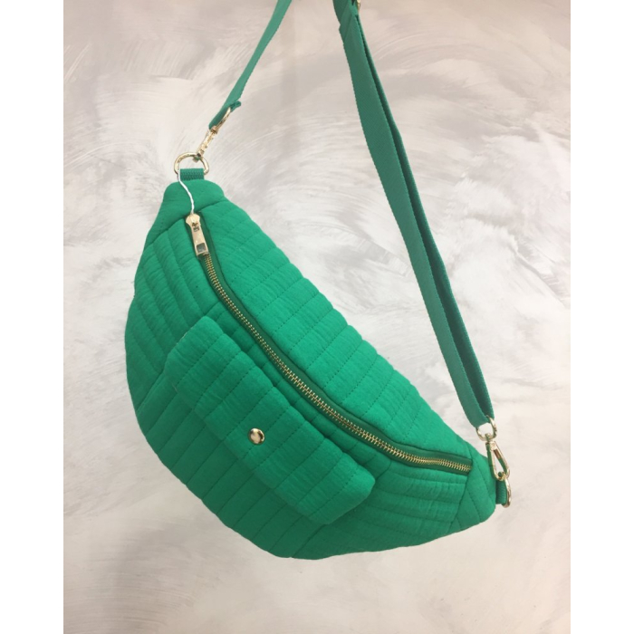 Sac banane matelassé coton strié 0924043 vert