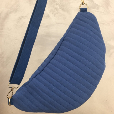 Sac banane matelassé coton strié 0924043 bleu foncé