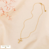 Collier acier inoxydable perle acrylique croix fleur femme 0124169 doré