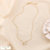 Collier acier inoxydable perle acrylique fleur femme 0124174 blanc