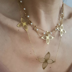 Collier Câble Imposant BI&JOU Paris - Pendentif Spirale En émail Rose-crème, Chaîne 42+6 Cm, NEUF Avec étiquette