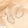 Boucles d'oreilles anneaux de liaison lisse irrégulier acier 0324203 argenté