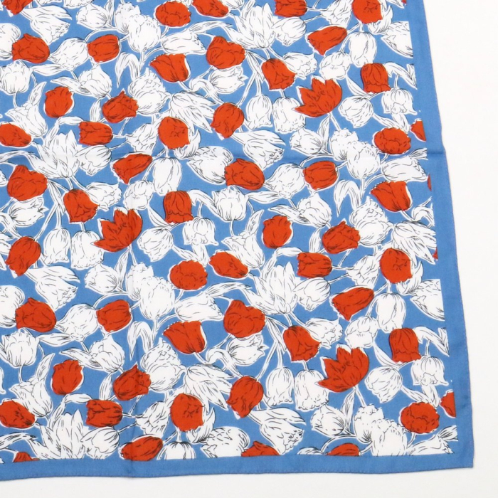 Carré hiver fleurs vintages polyester viscose 0724509 bleu