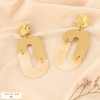 Boucles d'oreilles ovale XXL martelé marbré acier résine 0324533 naturel/beige