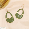 Boucles d'oreilles acier émail goutte anneau gravé 0324528 vert