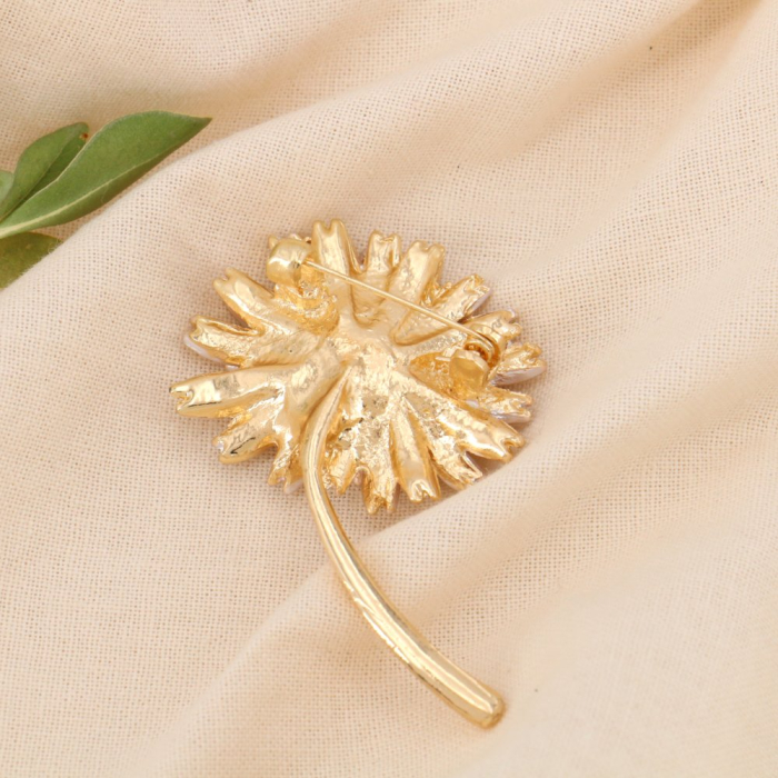 Broche épingle marguerite métal émail coloré 0524503 gris clair