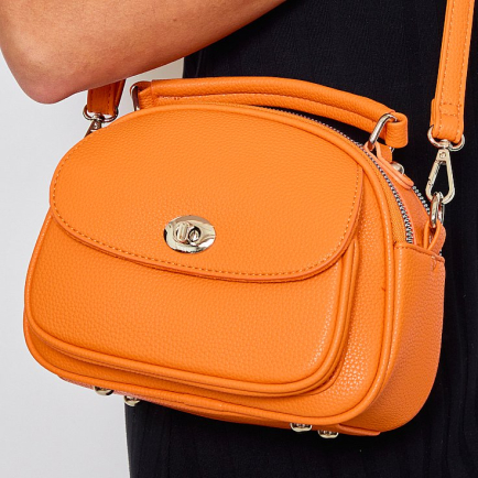 Sac à main simili-cuir grainé Flora&Co 2 compartiments 0924508 orange