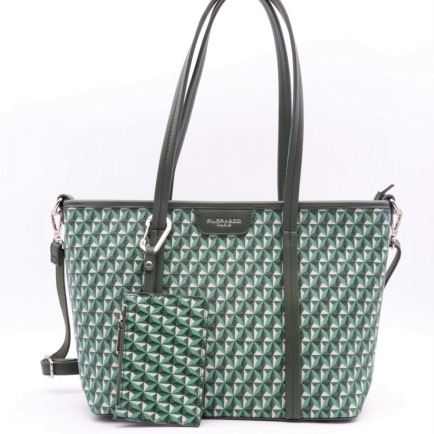 Cabas tote porté épaule Flora&Co simili-cuir texturé géométrique 0924512 vert