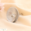 Bague ronde spirale acier inoxydable strié ajouré 0424503 argenté