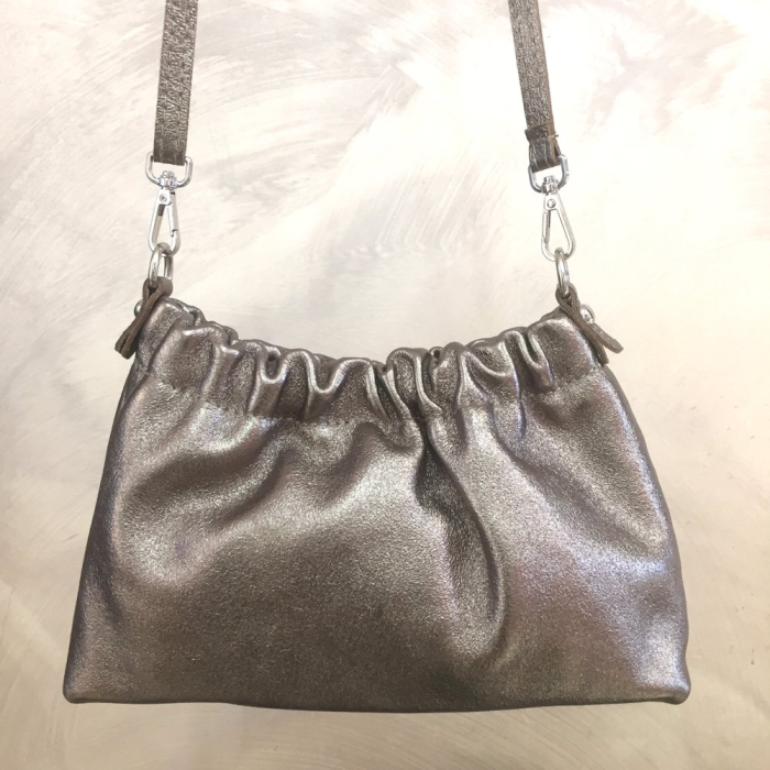 Sac à bandoulière cuir véritable irisé haut froncé 0924513 bronze
