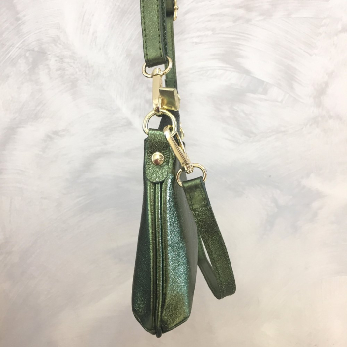 Sac à bandoulière cuir véritable brillant 0924516 vert kaki