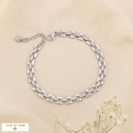 Bracelet chaîne maille carrée 5mm acier inoxydable 0224116 argenté