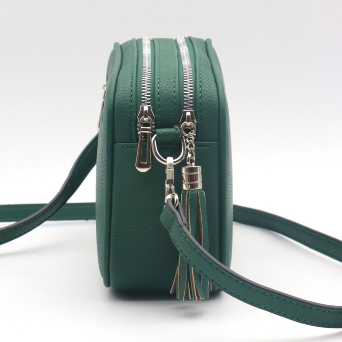 Sac box Flora&Co simili-cuir grainé pompon tassel femme 0922053 vert sapin